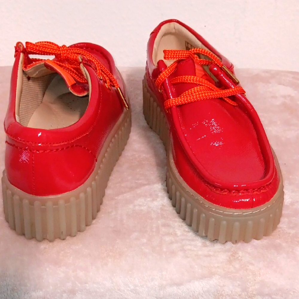 Clarks Red Sneakers with Orange Laces
